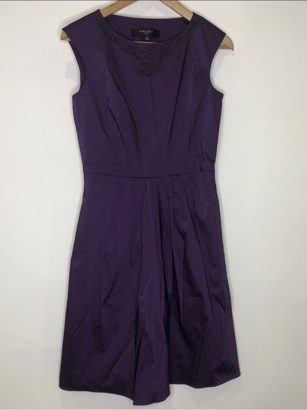 Nine West Women’s Purple Sleeveless Dress Pleated Size 2